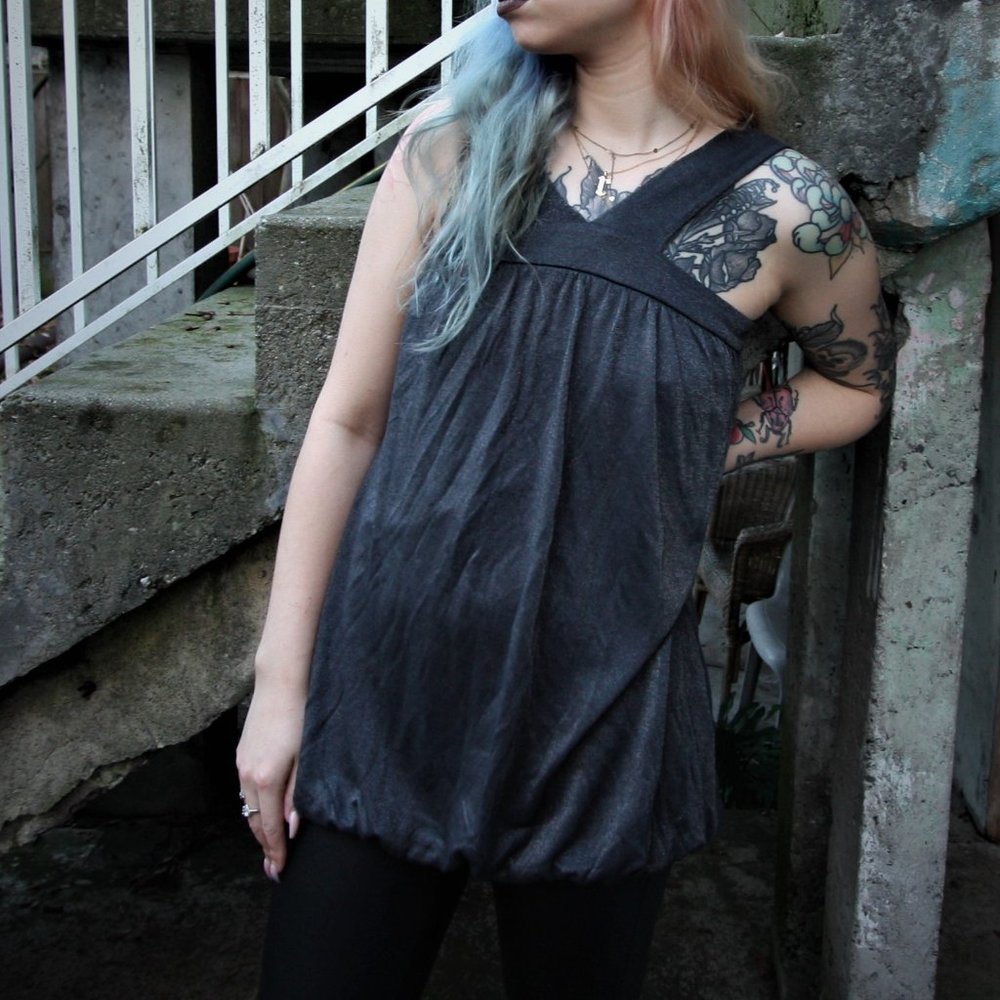 GLAM Sparkly Grey Mini Dress Small / Long Sparkly Grey Tank Top Medium